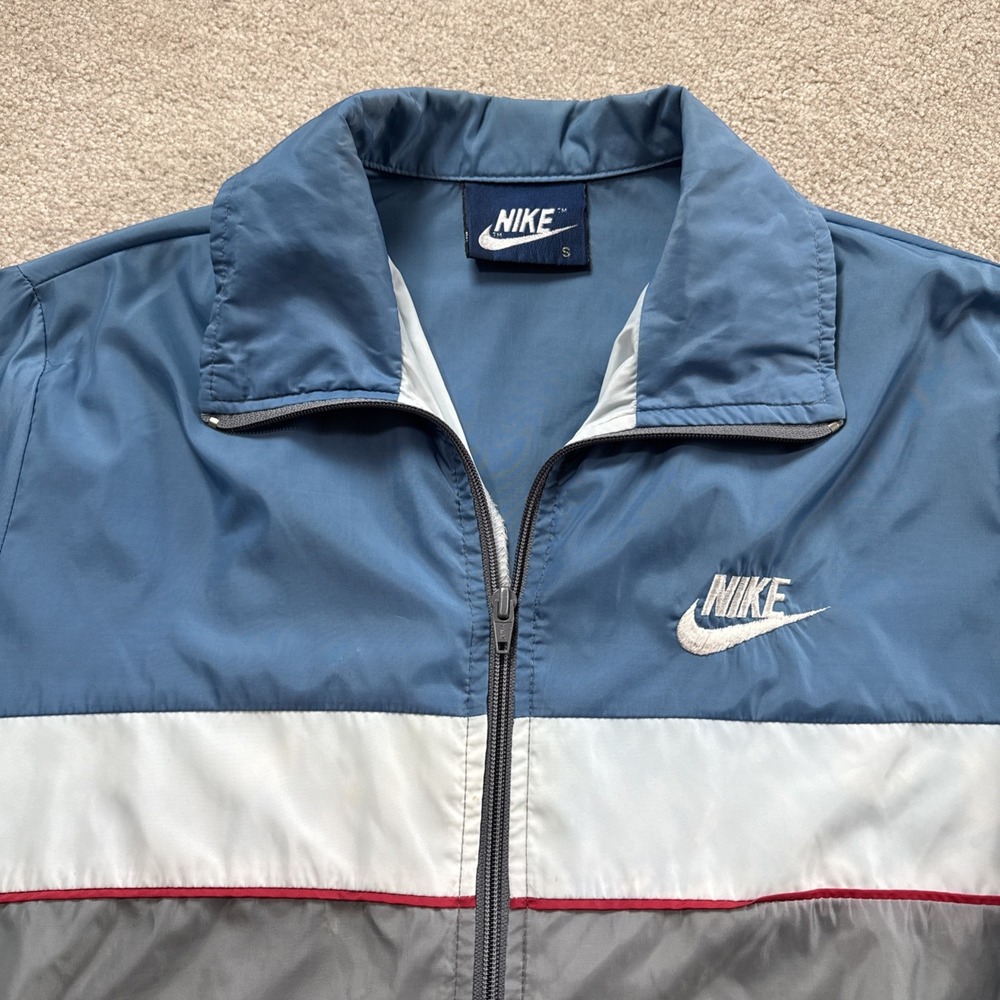 Vintage Nike Windbreaker Jacket Mens S Blue Colorblock Full Zip Blue Tag 80s - Picture 9 of 13